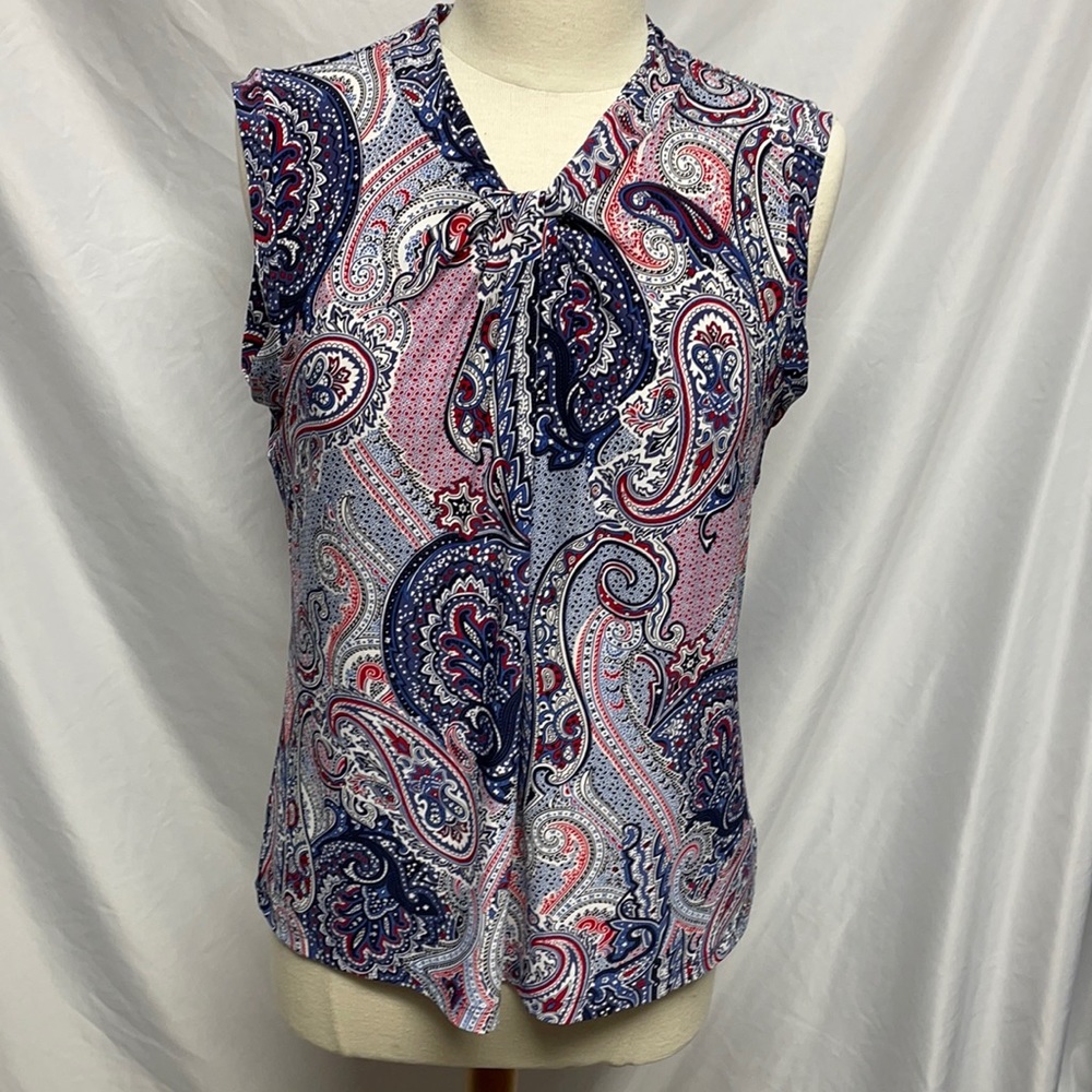 Tommy Hilfiger Sleeveless Red White Blue Top SZ M